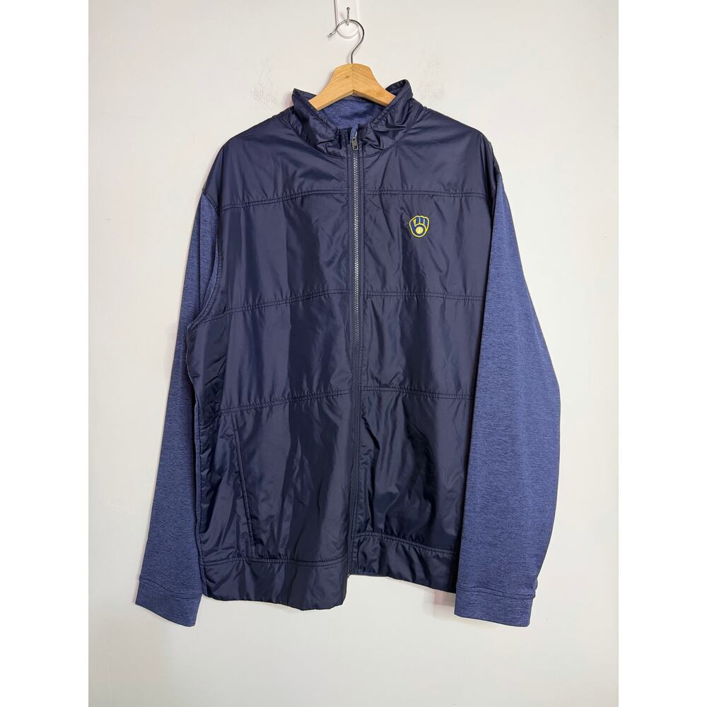 Cutter & Buck Milwaukee Brewers Stealth Hybrid Quilted Full Zip jacket Size XL